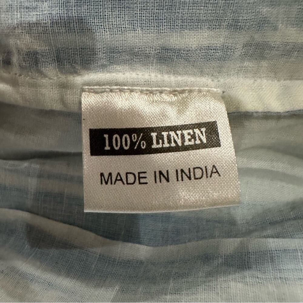 Olivia James The Label Striped Linen Dress Tie Shoulder Size XS Blue White - Picture 9 of 10